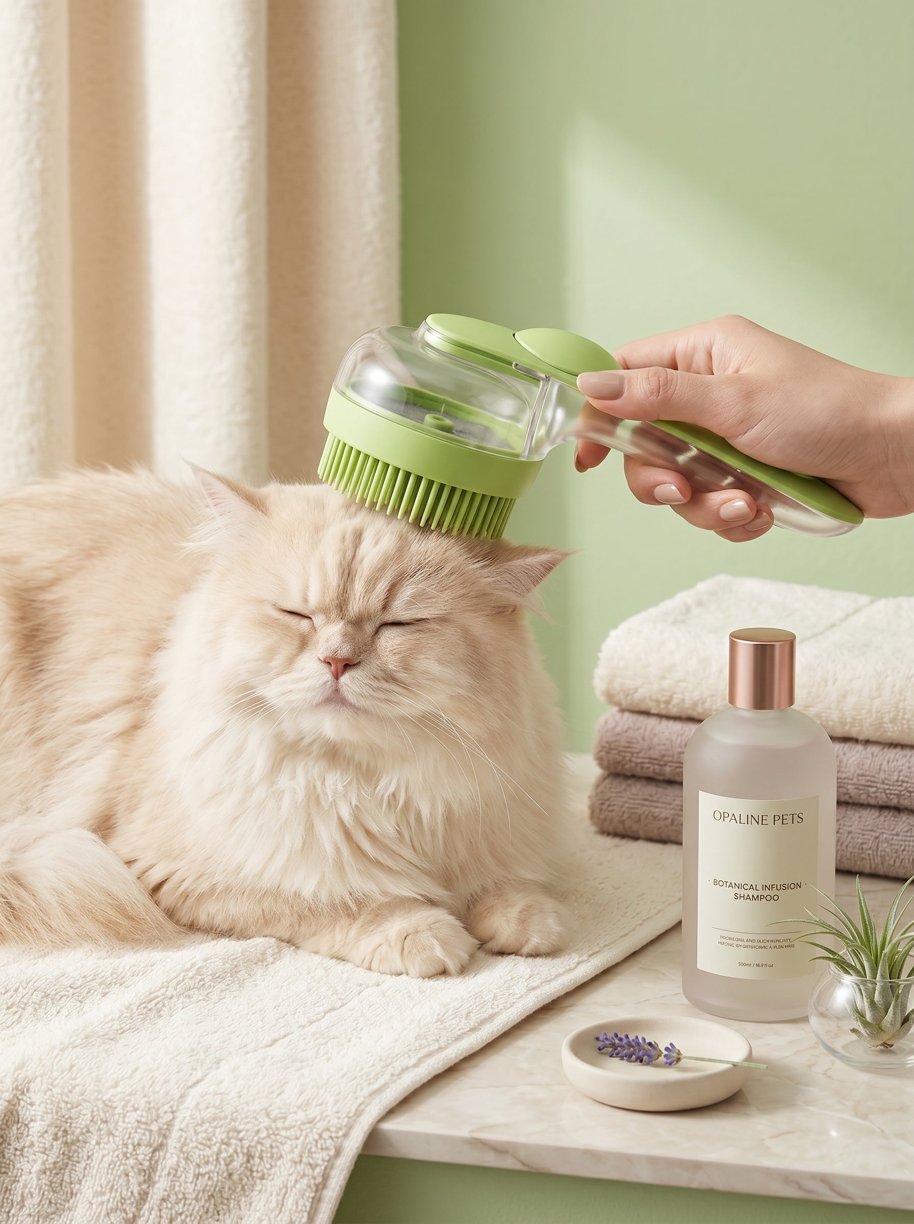 2-in-1 Pet Bath & Grooming Brush with Shampoo Dispenser