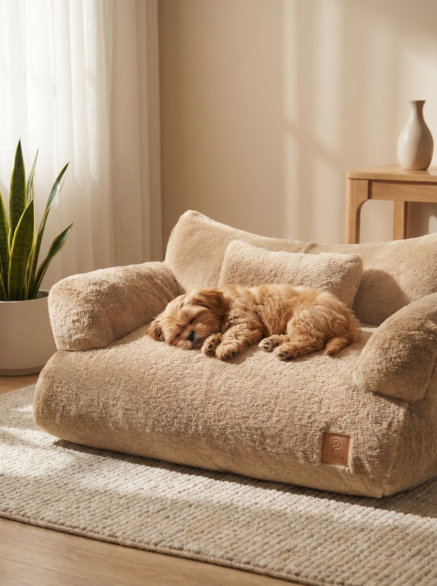 Elevated Flower Pet Bed with Wooden Stand
