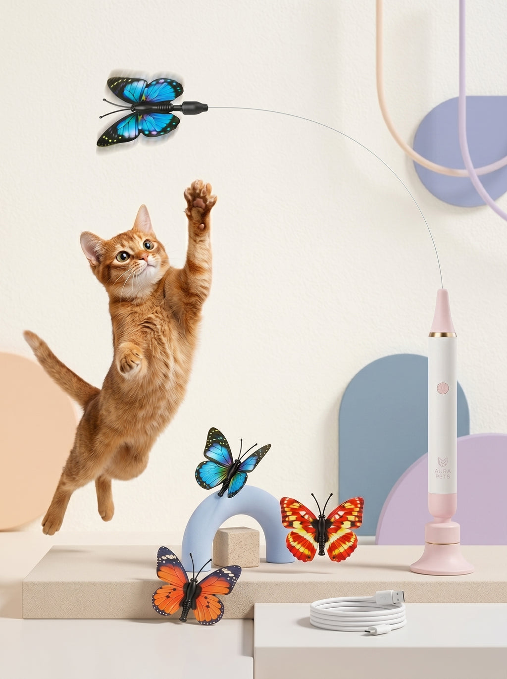 Interactive Butterfly Cat Wand Toy