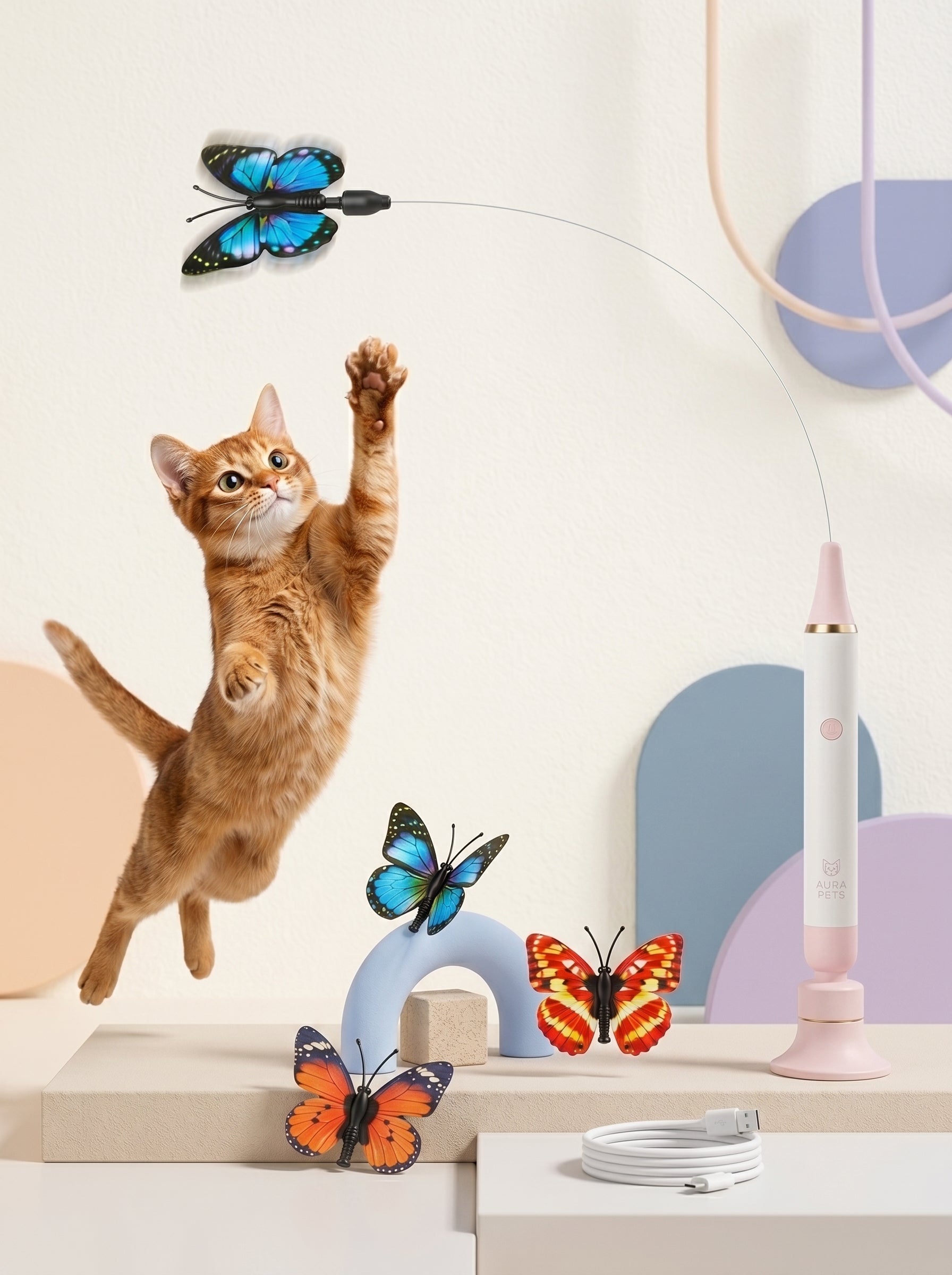Interactive Butterfly Cat Wand Toy