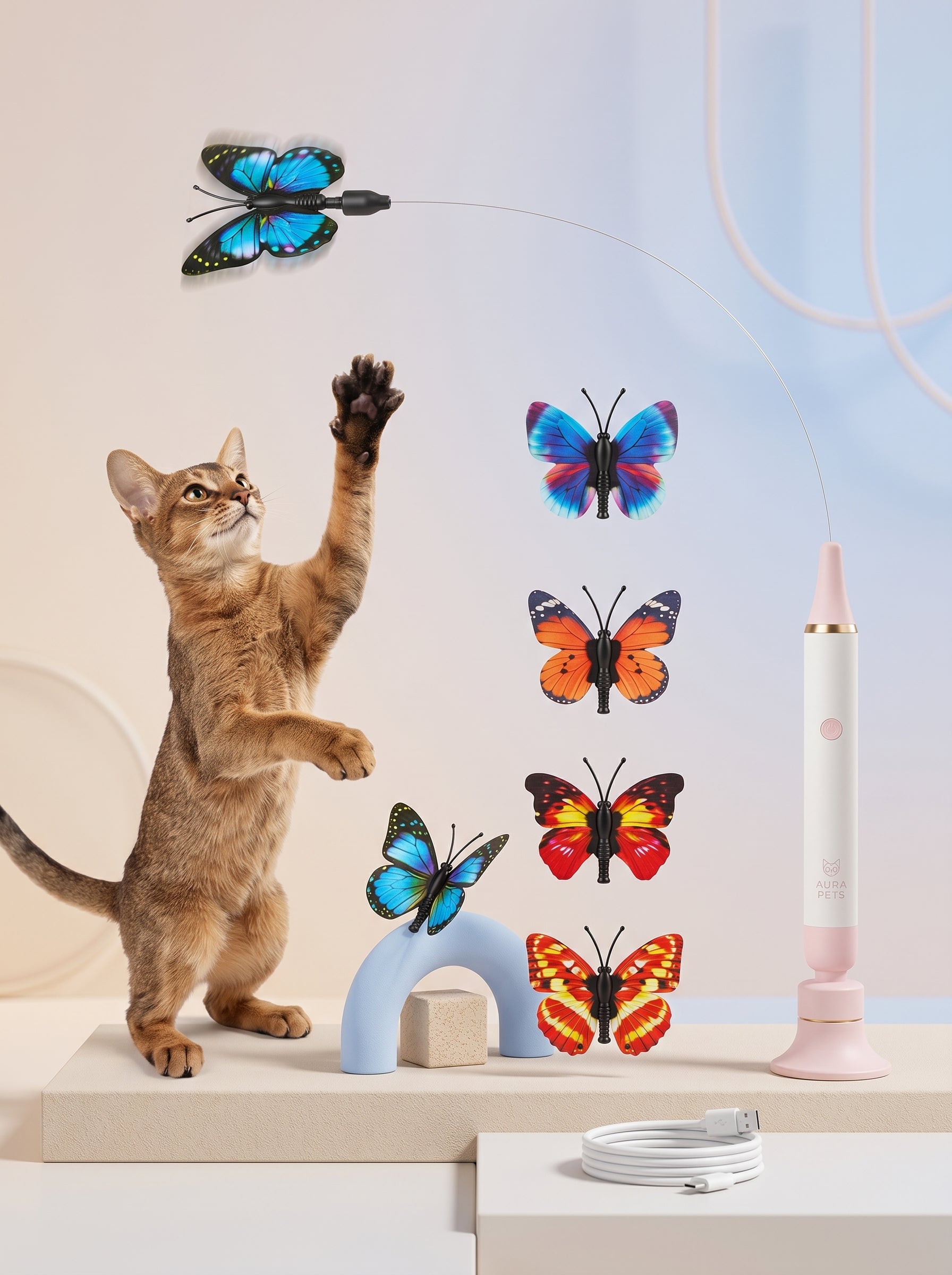 Interactive Butterfly Cat Wand Toy