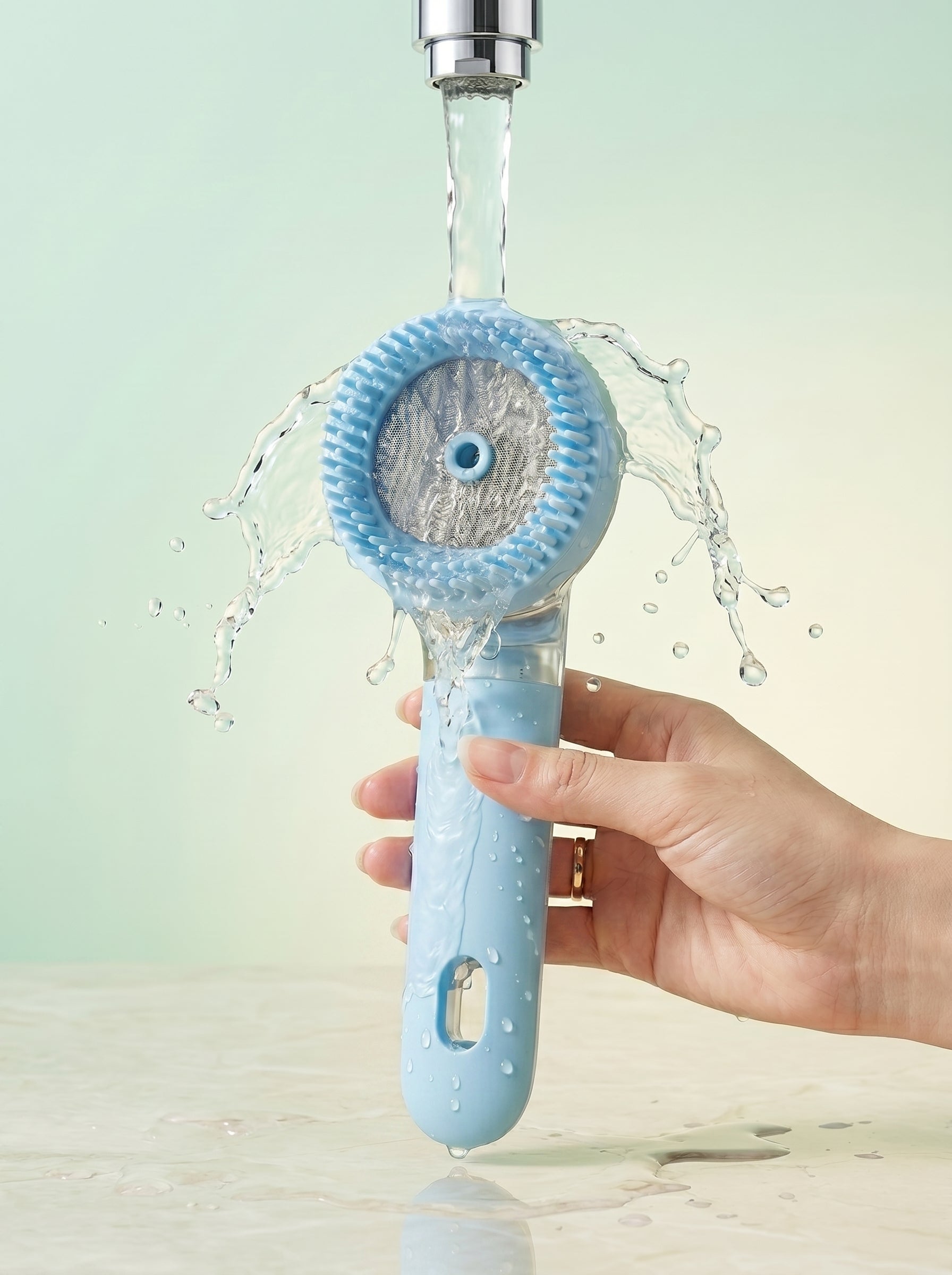 2-in-1 Pet Bath & Grooming Brush with Shampoo Dispenser