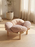 Plush Flower Cat Bed with Wooden Base
