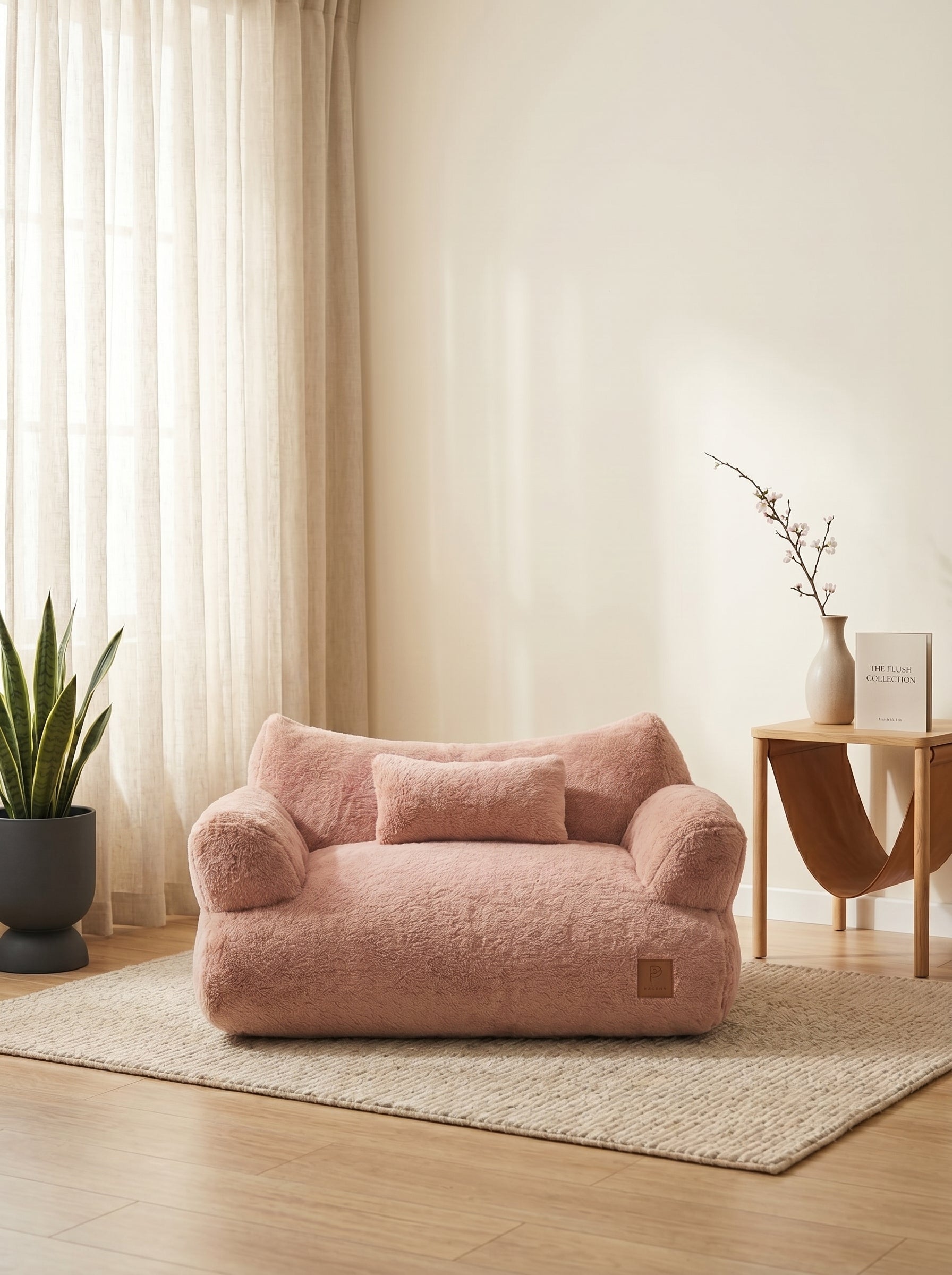 Elevated Flower Pet Bed with Wooden Stand